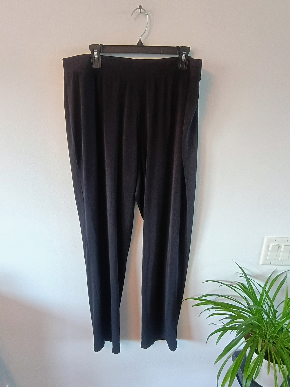 CJ Banks 1X Black Pull On Stretch Knit Straight Leg Pants NWT Career Casual